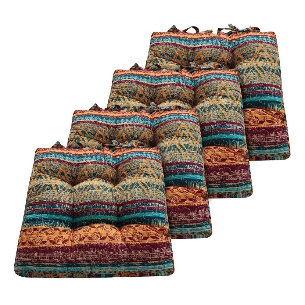 Greenland Home Triple-Cushioned Chair Pad - Seat Cushion, Set of 4, Southwest